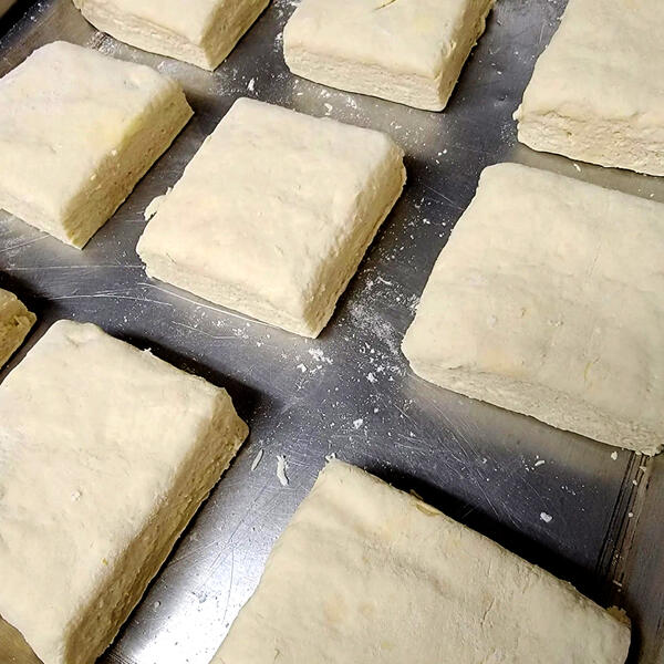 Biscuits cut and ready to bake